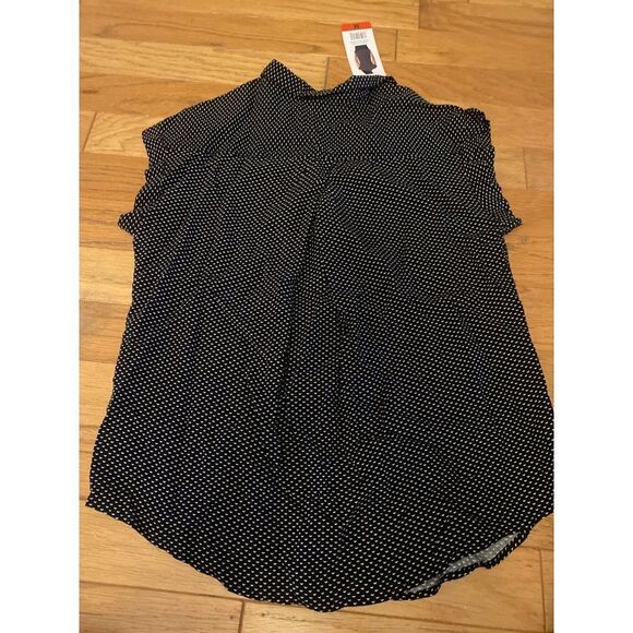 NWT Jach's Girlfriend women's black polka dot sleeveless button down blouse sz M - Picture 7 of 8